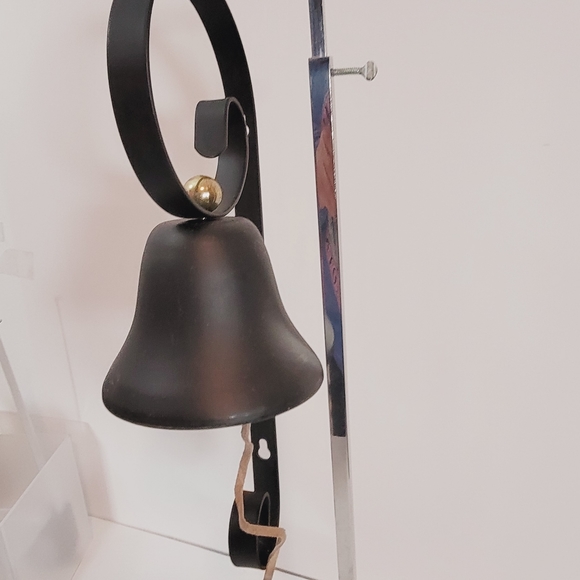 1950s Captains Bell Wall Mounted Black Metal Leather Cord NOS with Box Clang - Picture 7 of 11